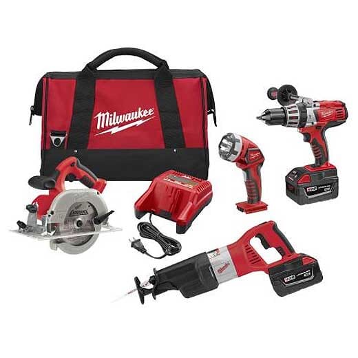 Milwaukee® M28™ 0928-29 Cordless Combination Kit, Tools: Circular Saw, Hammer Drill, Reciprocating Saw, 28 VDC, 3 Ah Lithium-Ion Battery